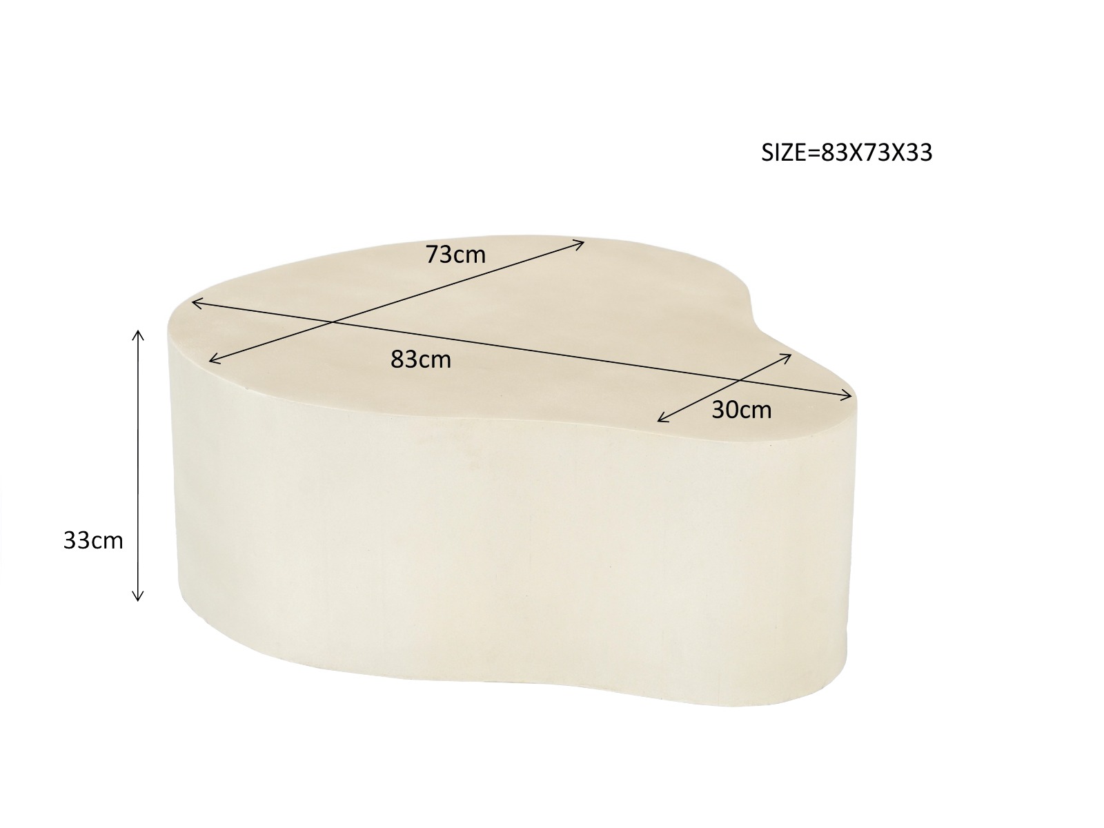 Coffee Table Organic Sandy 85cm - Brix