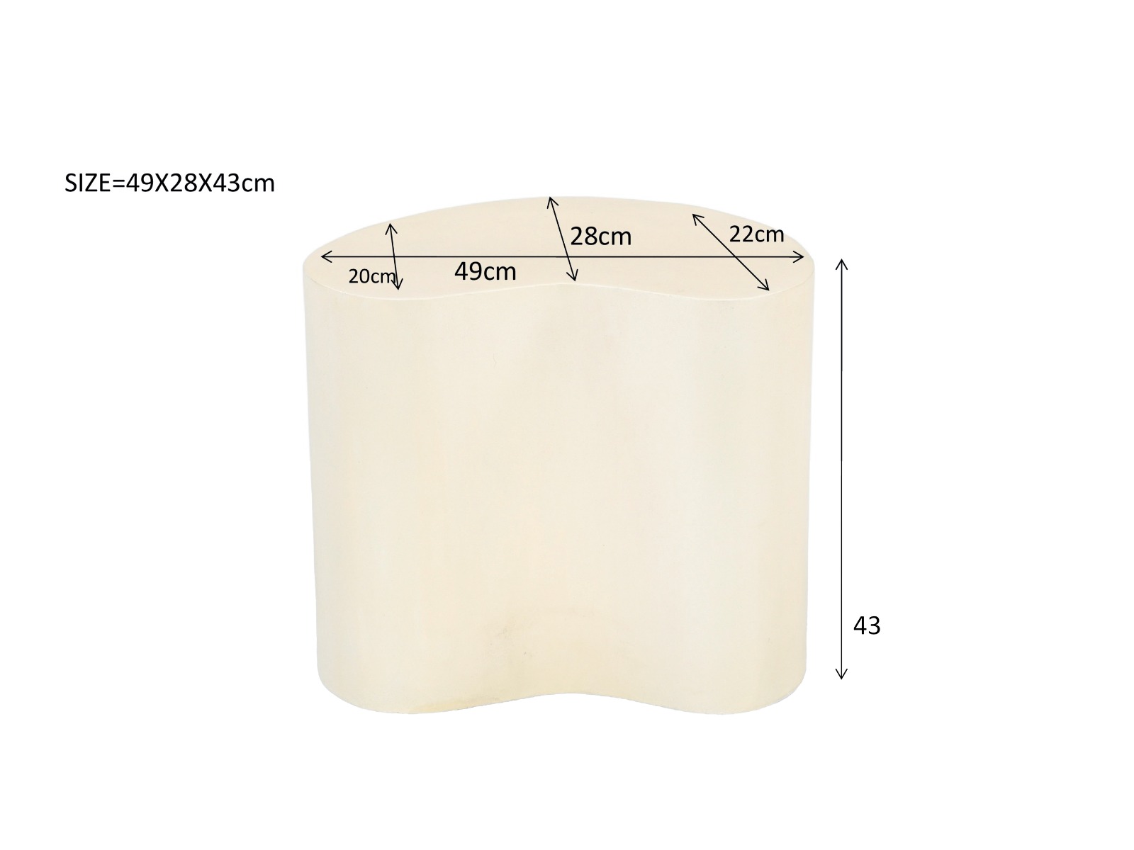 Couchtisch Organic Sandy 50cm (Beton, Creme Weiß) - Brix