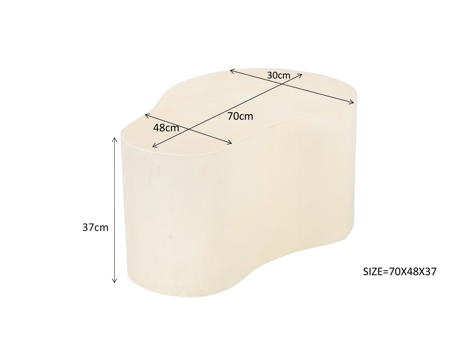 Couchtisch Organic Sandy 70cm (Beton, Beige) - Brix