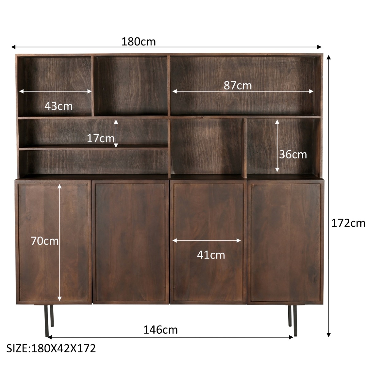 Schrank Elan Brown 180cm (Mangoholz, Braun) - Livingfurn