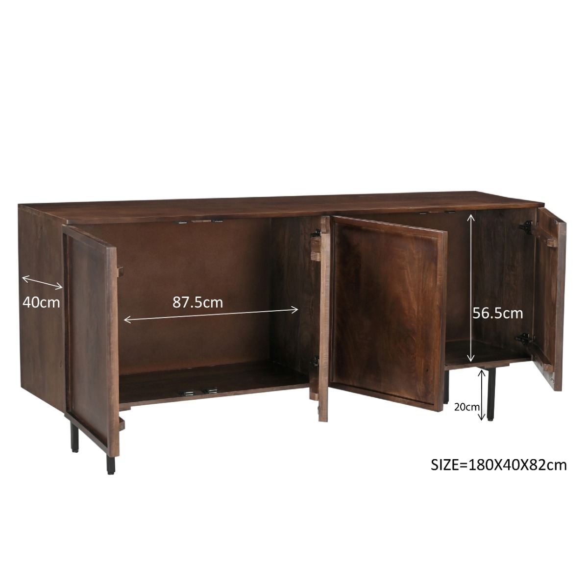 Sideboard Elan Brown 180cm (Mangoholz, Braun) - Livingfurn