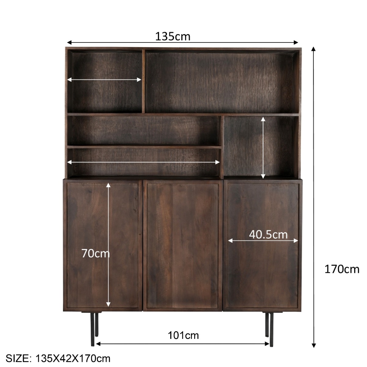 Schrank Elan Brown 135cm (Mangoholz, Braun) - Livingfurn
