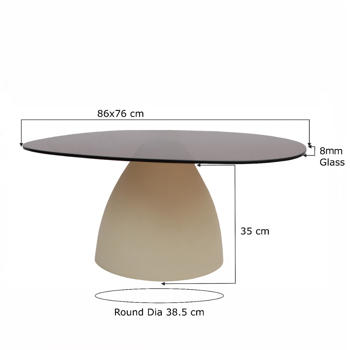 Couchtisch Mylon 86cm (Glas, Beige) - Brix