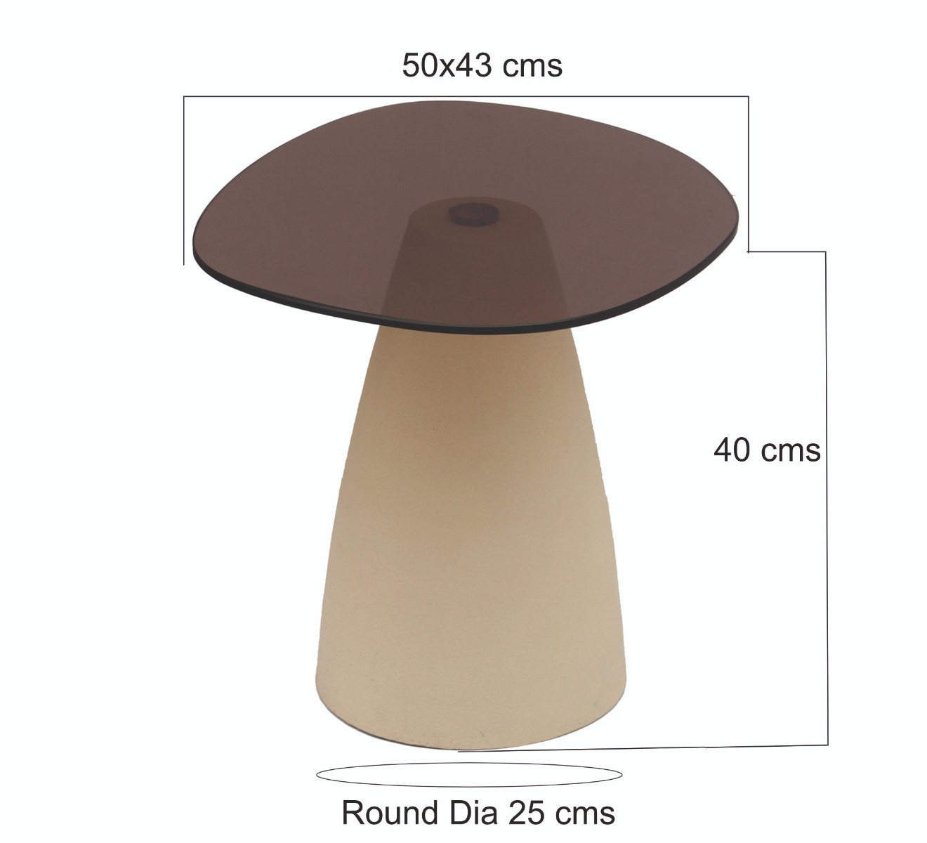 Couchtisch Mylon 50cm (Glas, Beige) - Brix