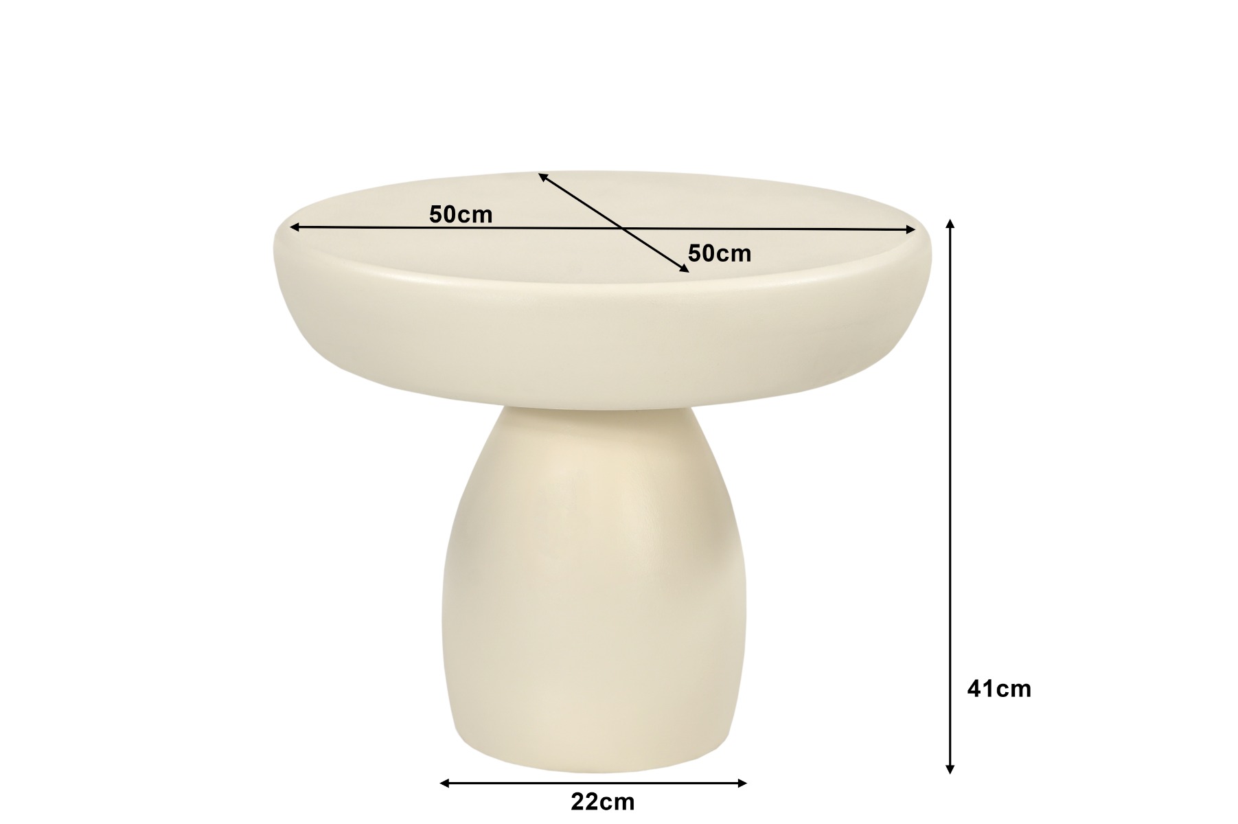 Couchtisch Dune 50cm (Beton, Creme Weiß) - Brix