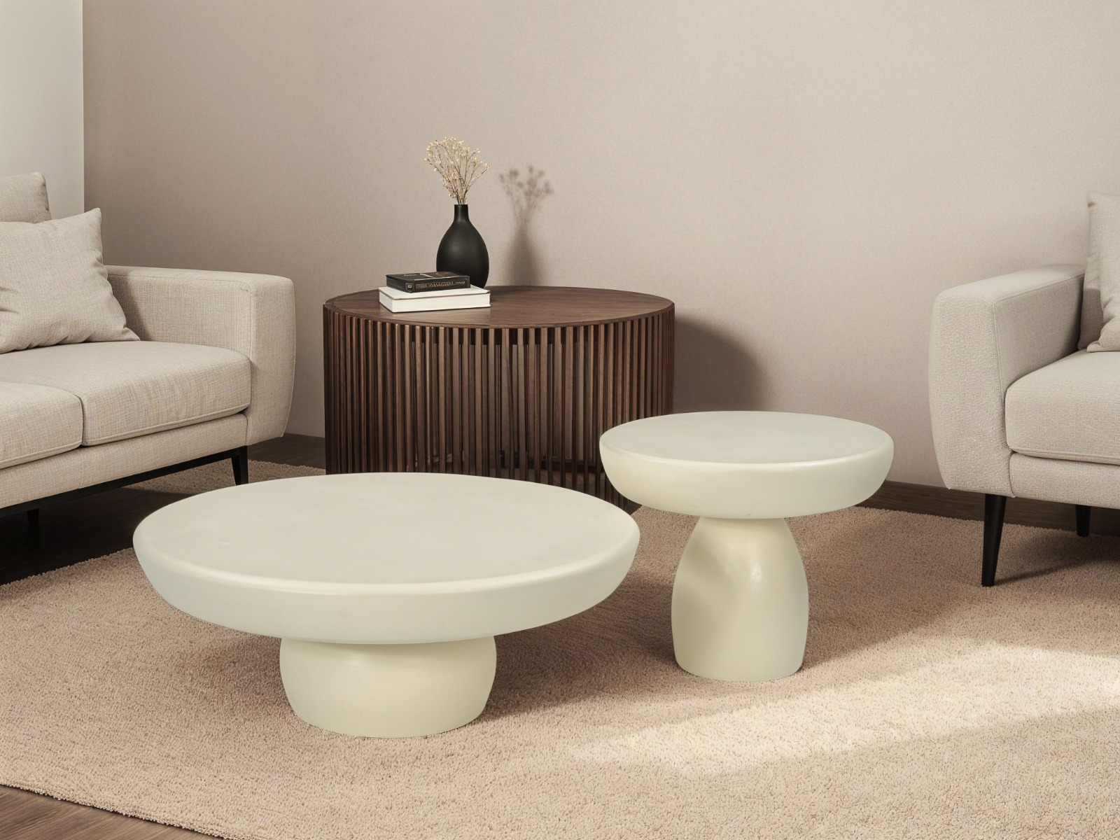 Couchtisch Dune 80cm (Beton, Creme Weiß) - Brix
