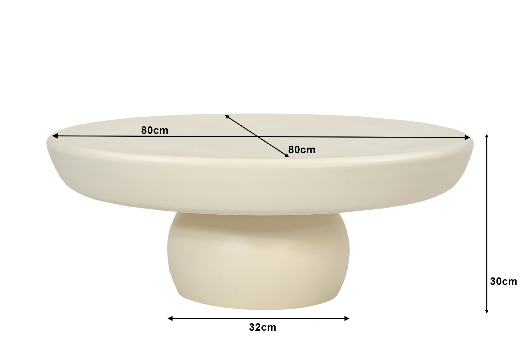 Couchtisch Dune 80cm (Beton, Creme Weiß) - Brix