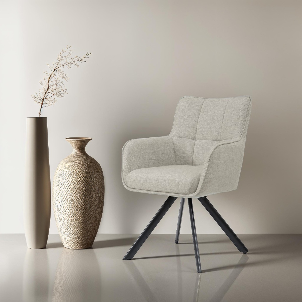 Esszimmerstuhl Tori Sand (Stoff, Beige) - Livingfurn