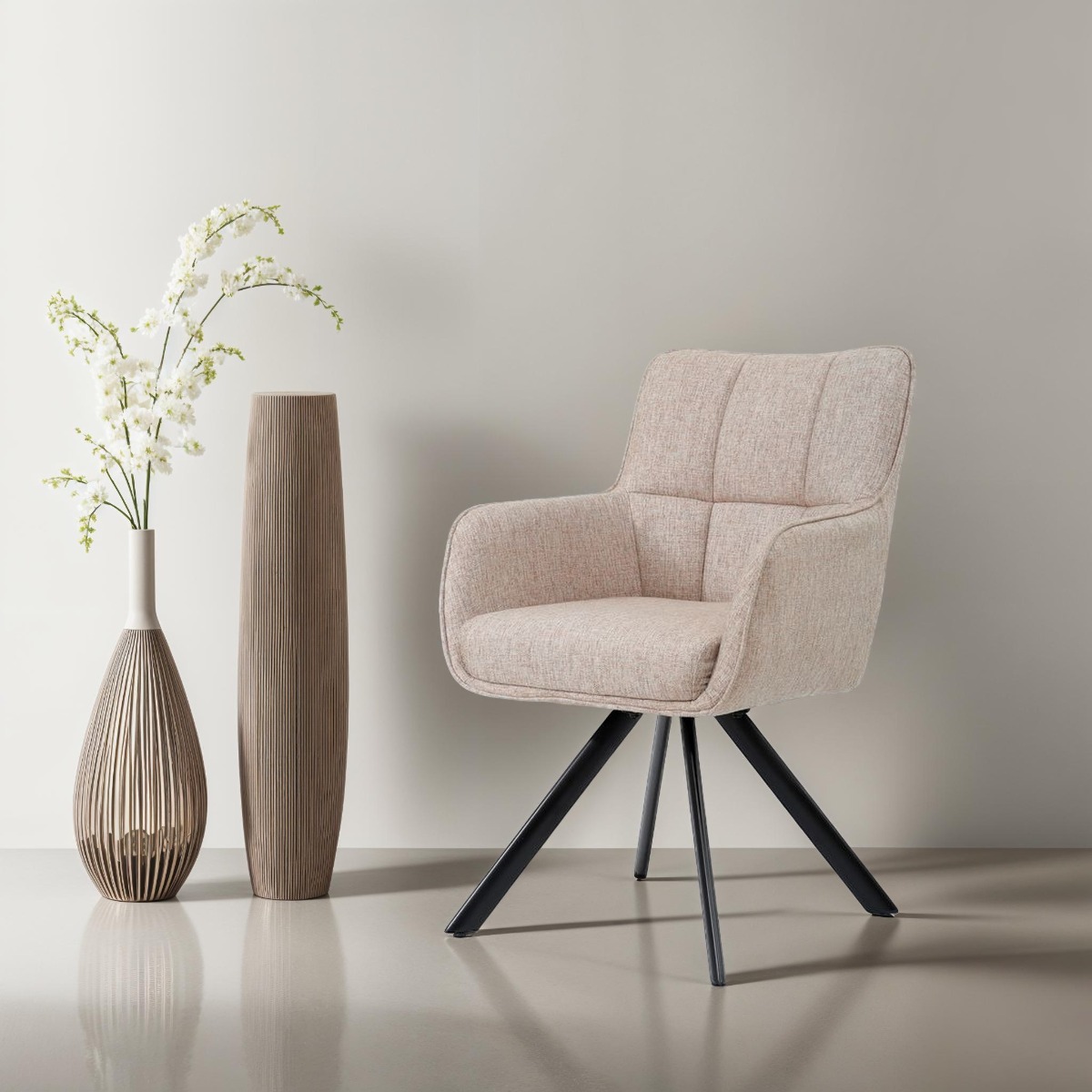 Esszimmerstuhl Tori Salmon (Stoff, Rosa) - Livingfurn