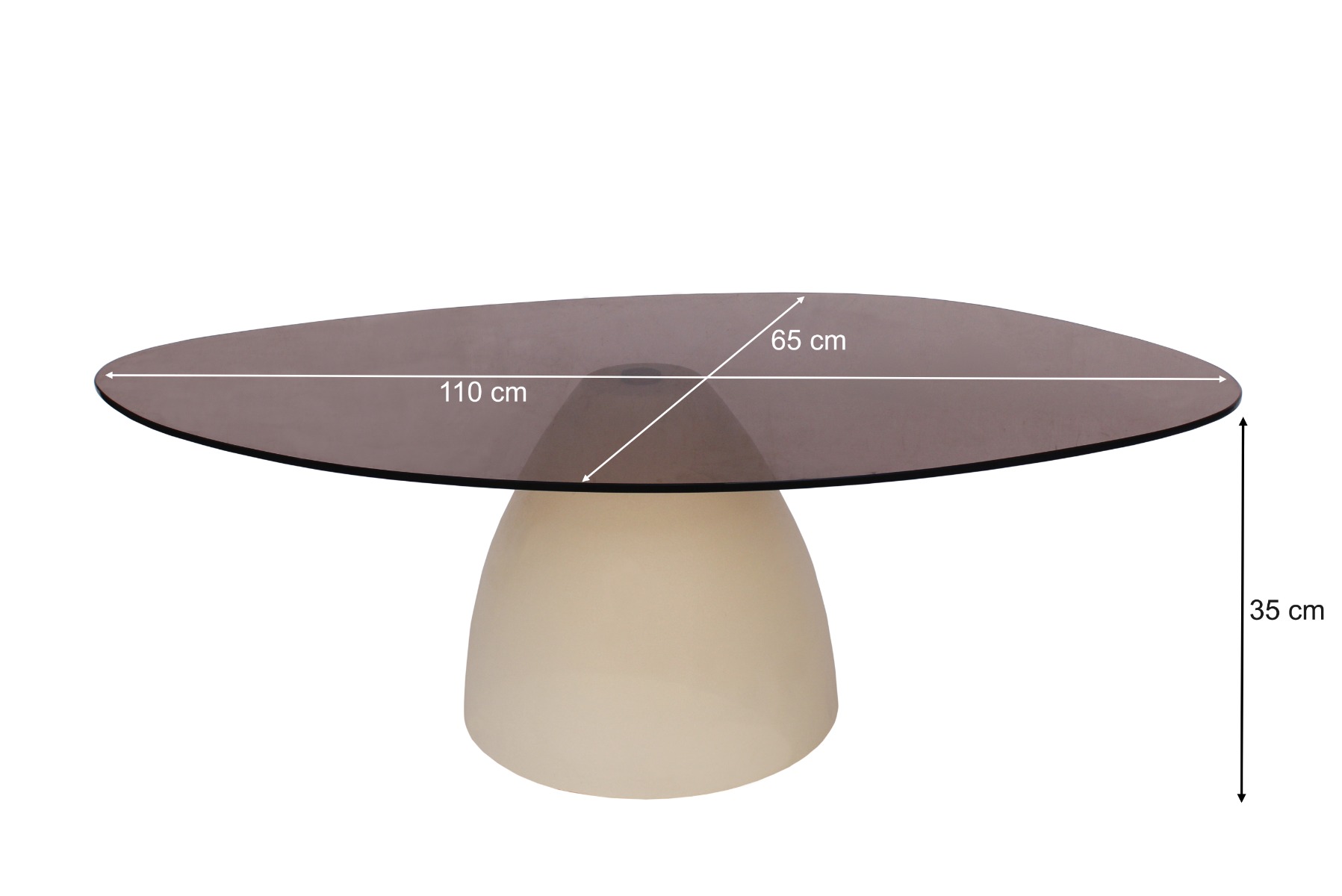 Couchtisch Mylon 110 cm (Glas, Creme Weiß) - Brix