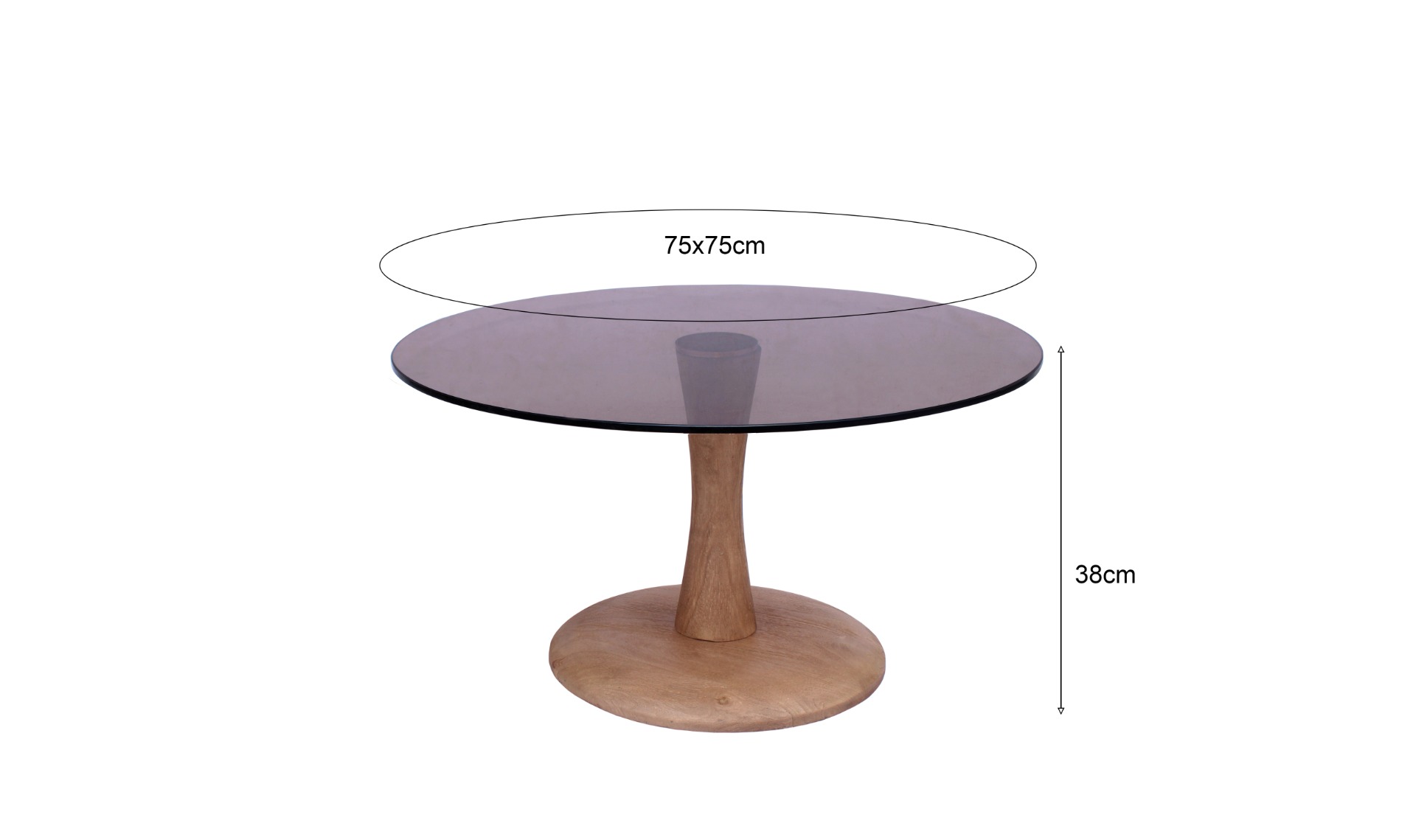 Beistelltisch Faye Almond 75 cm (Glas, Braun) - Brix