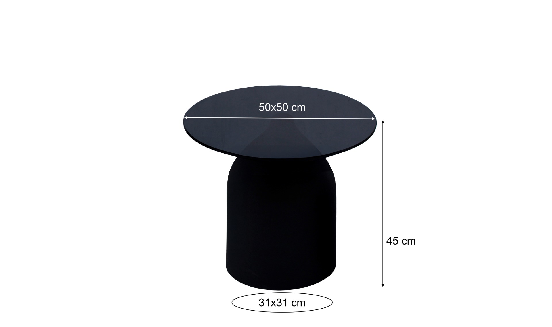 Beistelltisch Isa Black 50 cm (Glas, Schwarz) - Brix