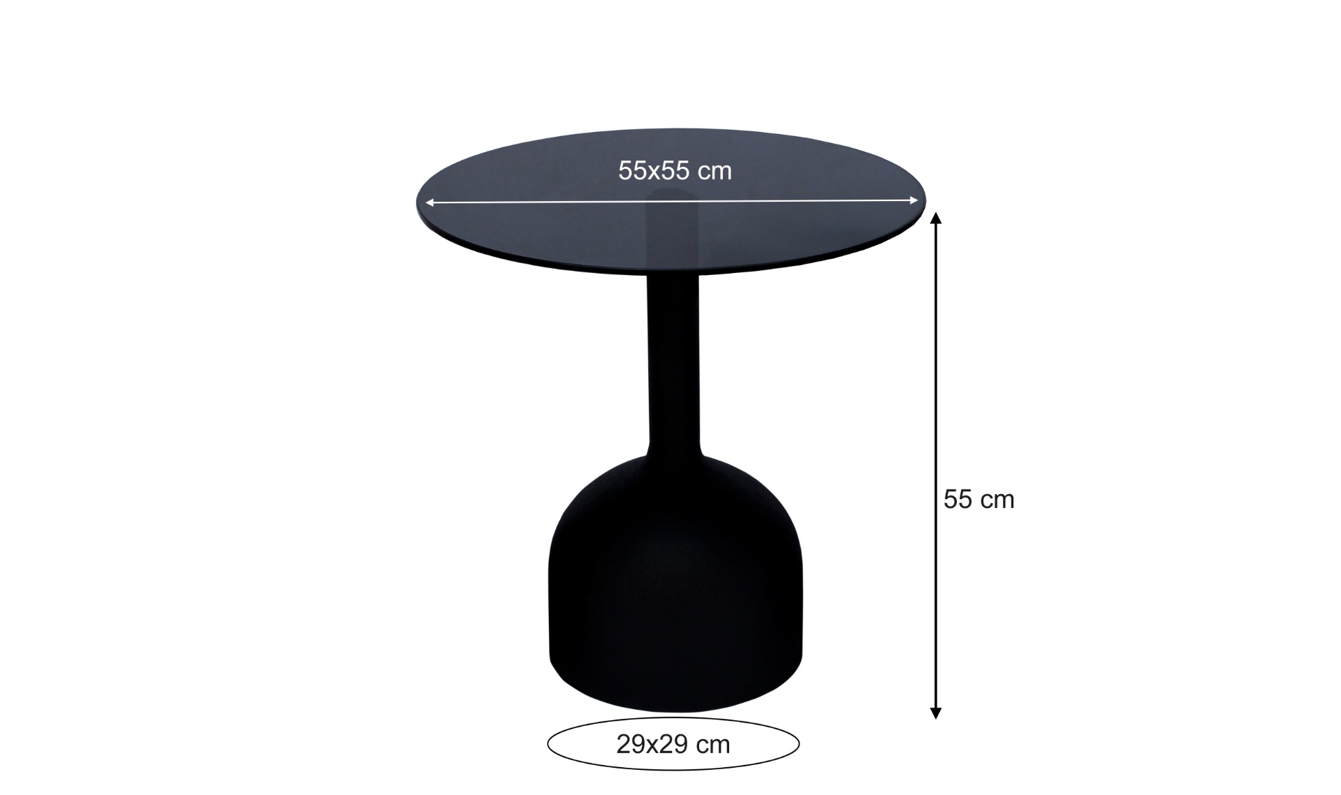 Beistelltisch Isa Black 55 cm (Glas, Schwarz) - Brix