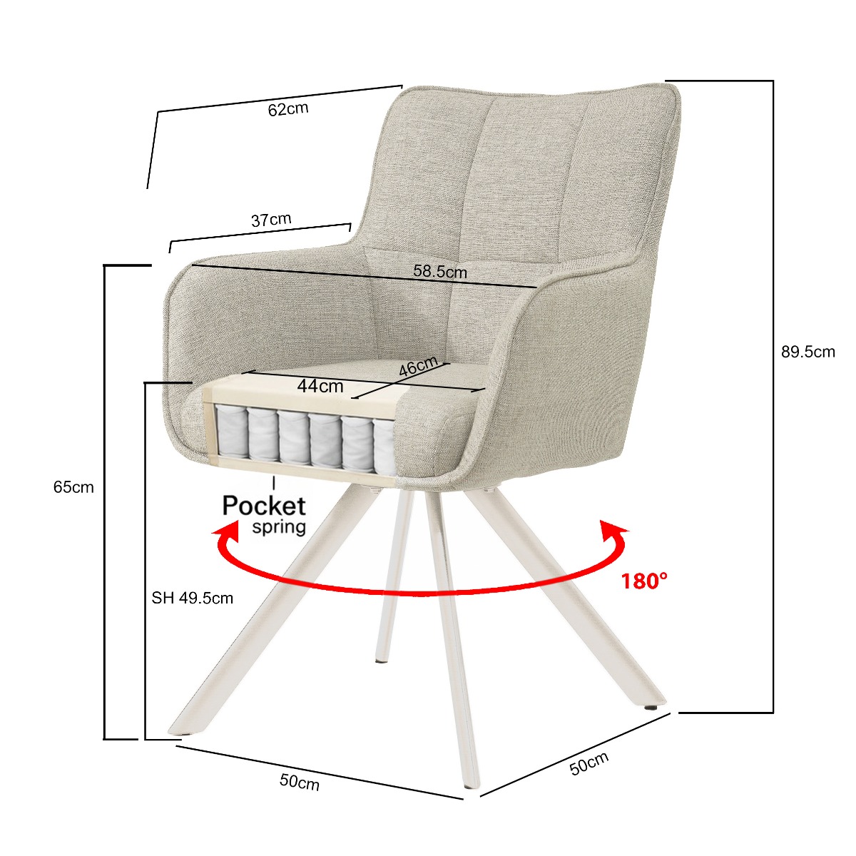 Eetkamerstoel Tori Sand Natural - Livingfurn