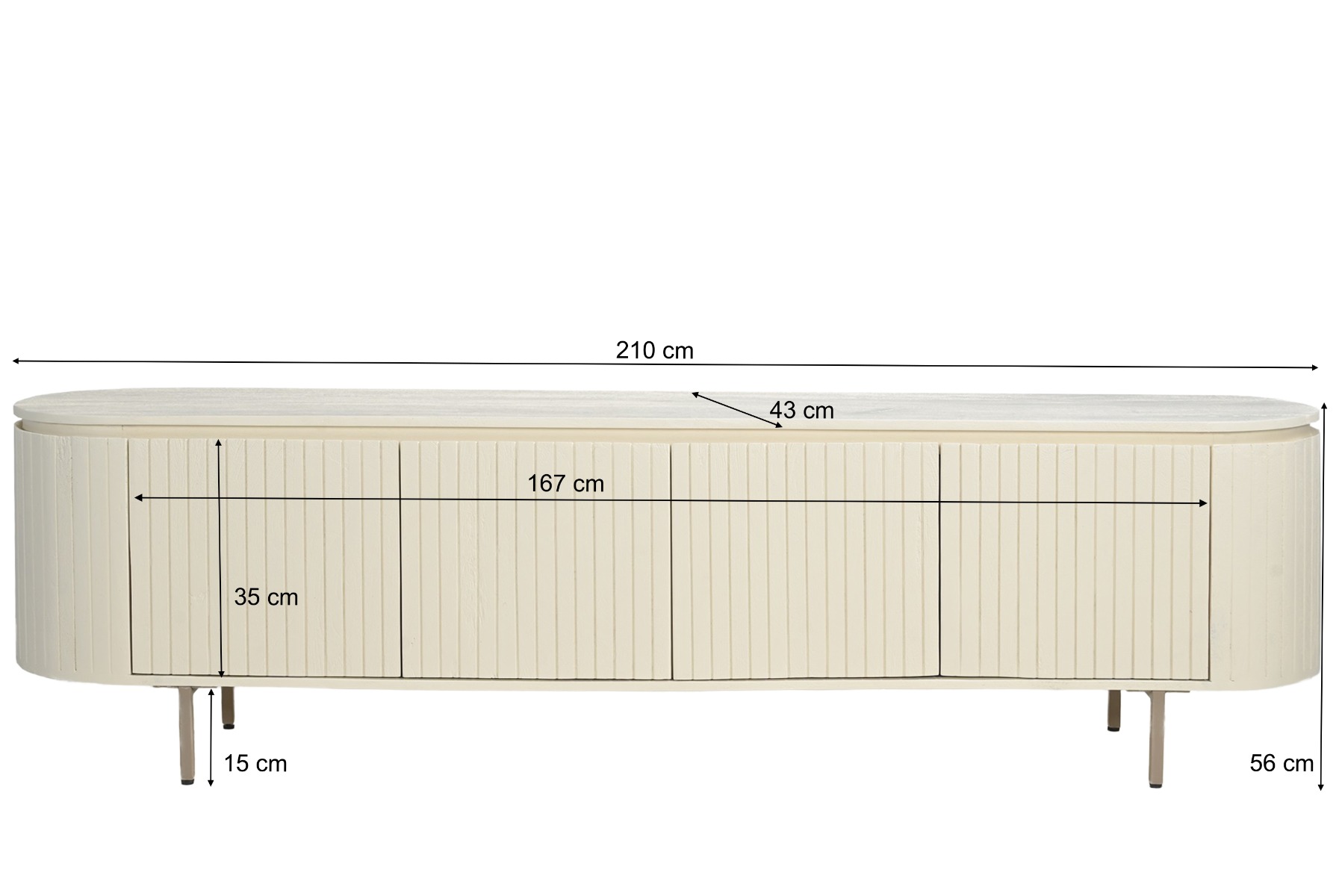 TV-Möbel Patou 210 cm (Mangoholz, Beige) - Livingfurn