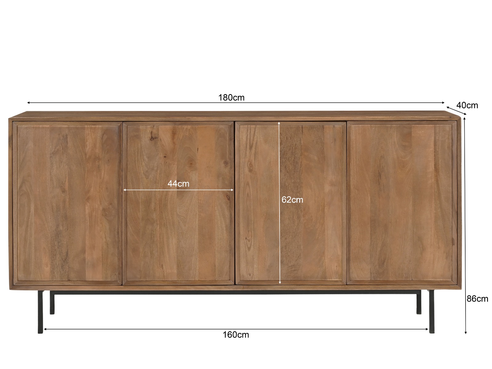 Sideboard Ravenstein 180cm (Mangoholz, Braun) - Livingfurn