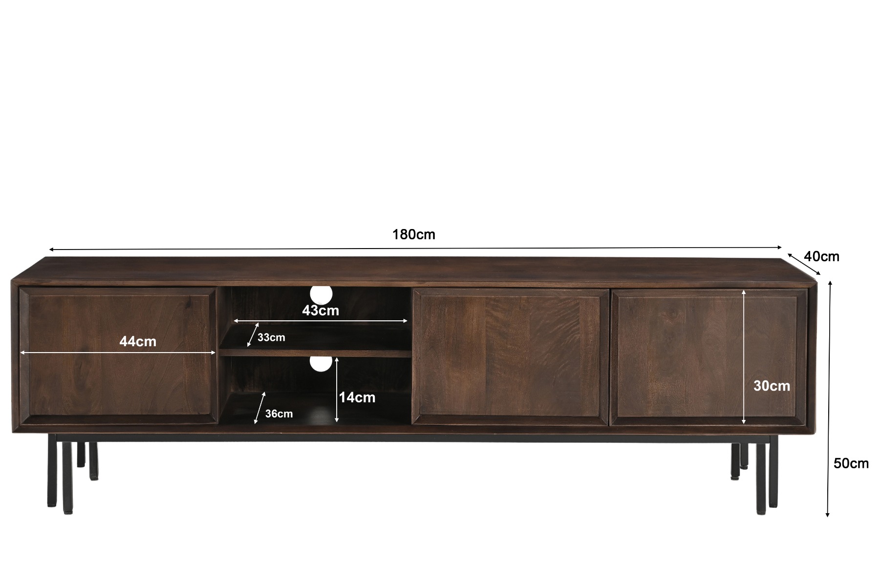 TV-Möbel Ravenstein Brown 180cm - Livingfurn