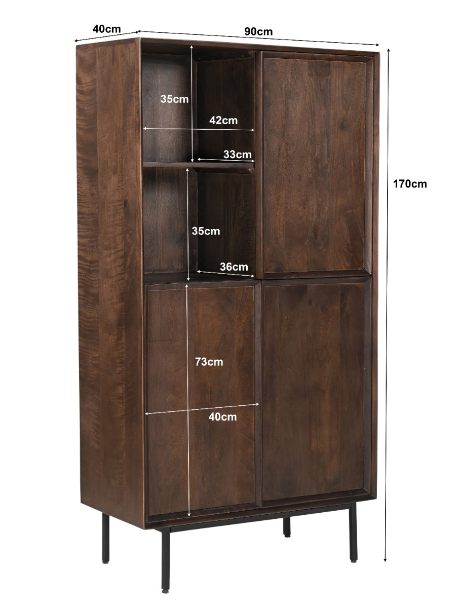 Storage Cabinet Ravenstein Brown 90cm - Livingfurn
