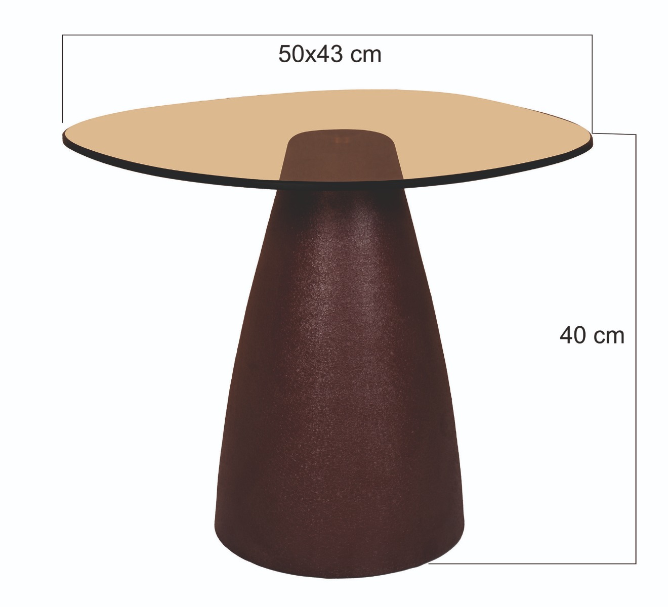 Beistelltisch Mylon Burgundy 50cm (Glas, Rot) - Brix