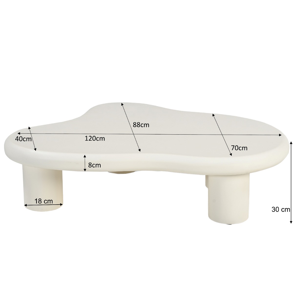 Couchtisch Feline Sandy (Beton, Creme Weiß) - Brix