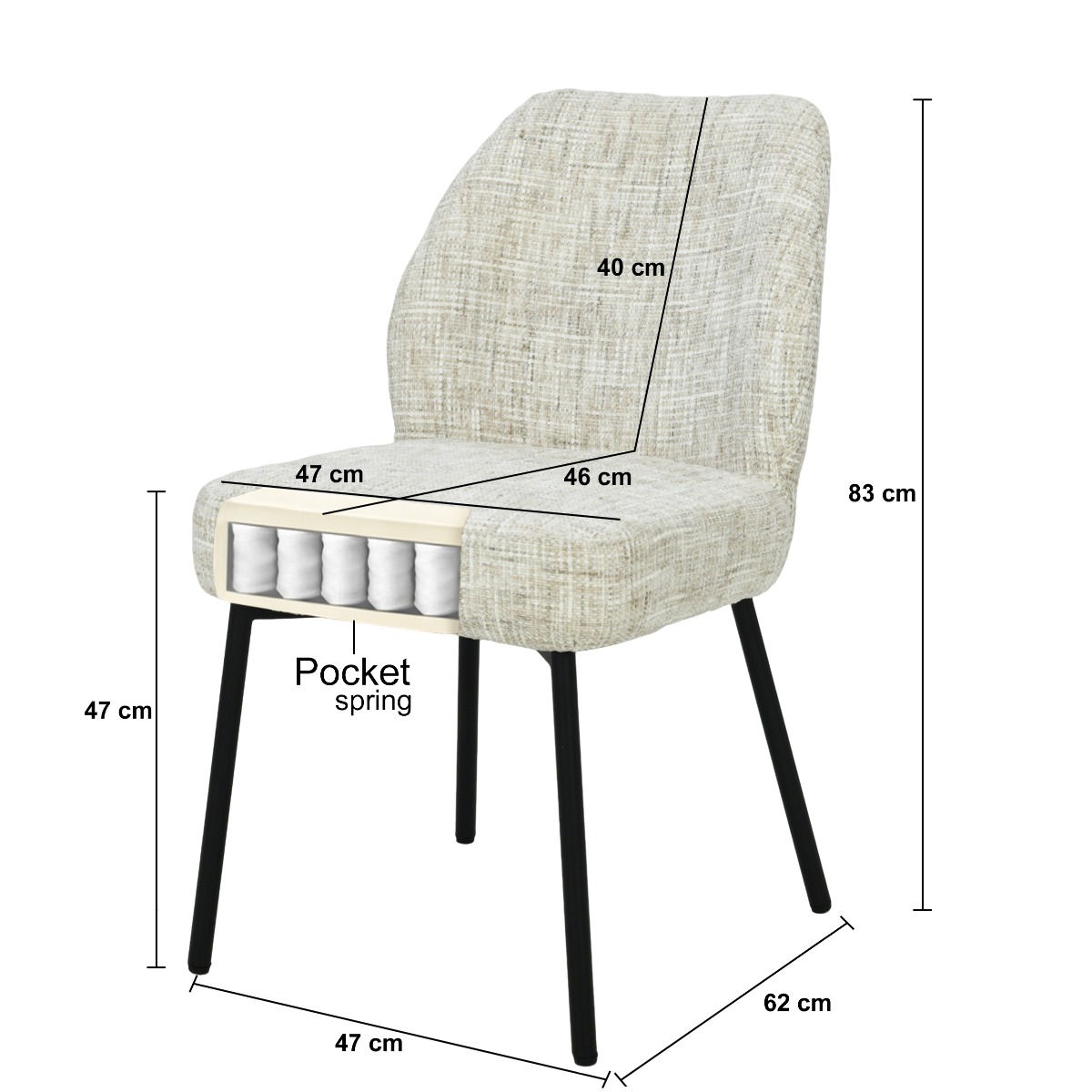 Esszimmerstuhl Tess Cream (Stoff, Beige) - Livingfurn