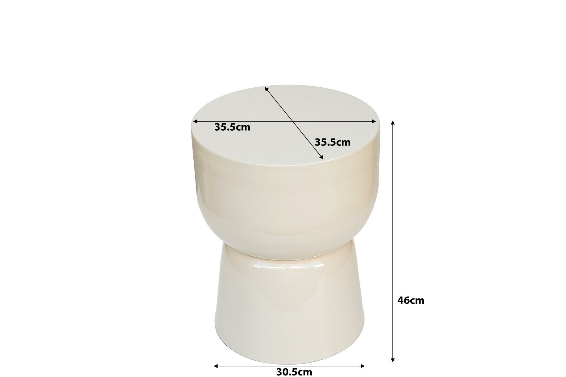 Beistelltisch Kian Off White (Beschichtet Stahl, Weiß) - Brix