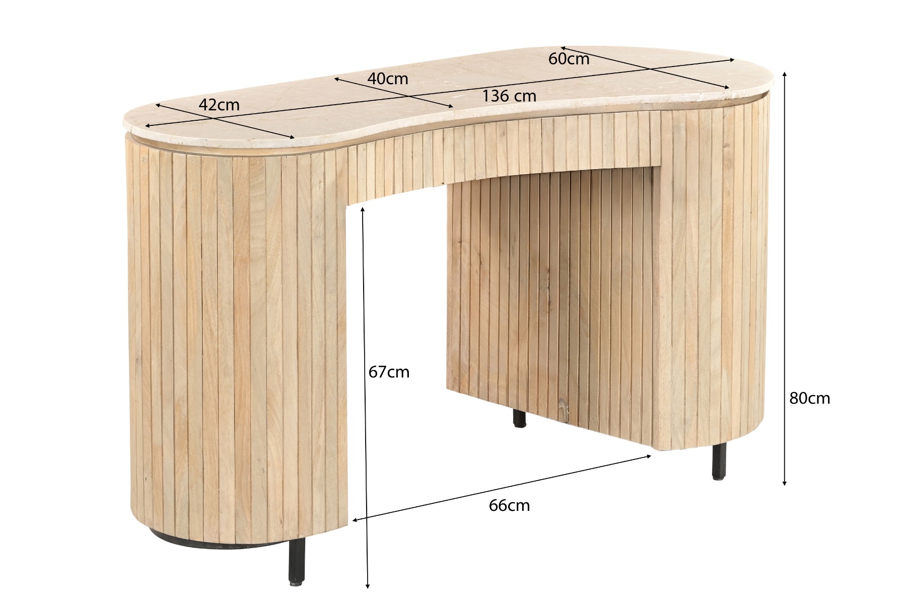 Schreibtisch Dexter Natural Bottecino (Mangoholz, Beige) - Brix