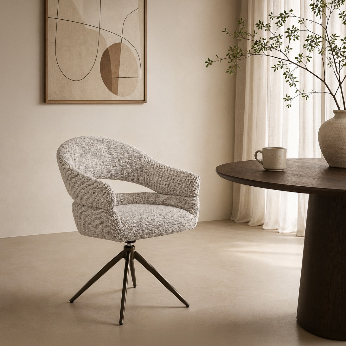 Dining Chair Linn Beige Bronze - Livingfurn
