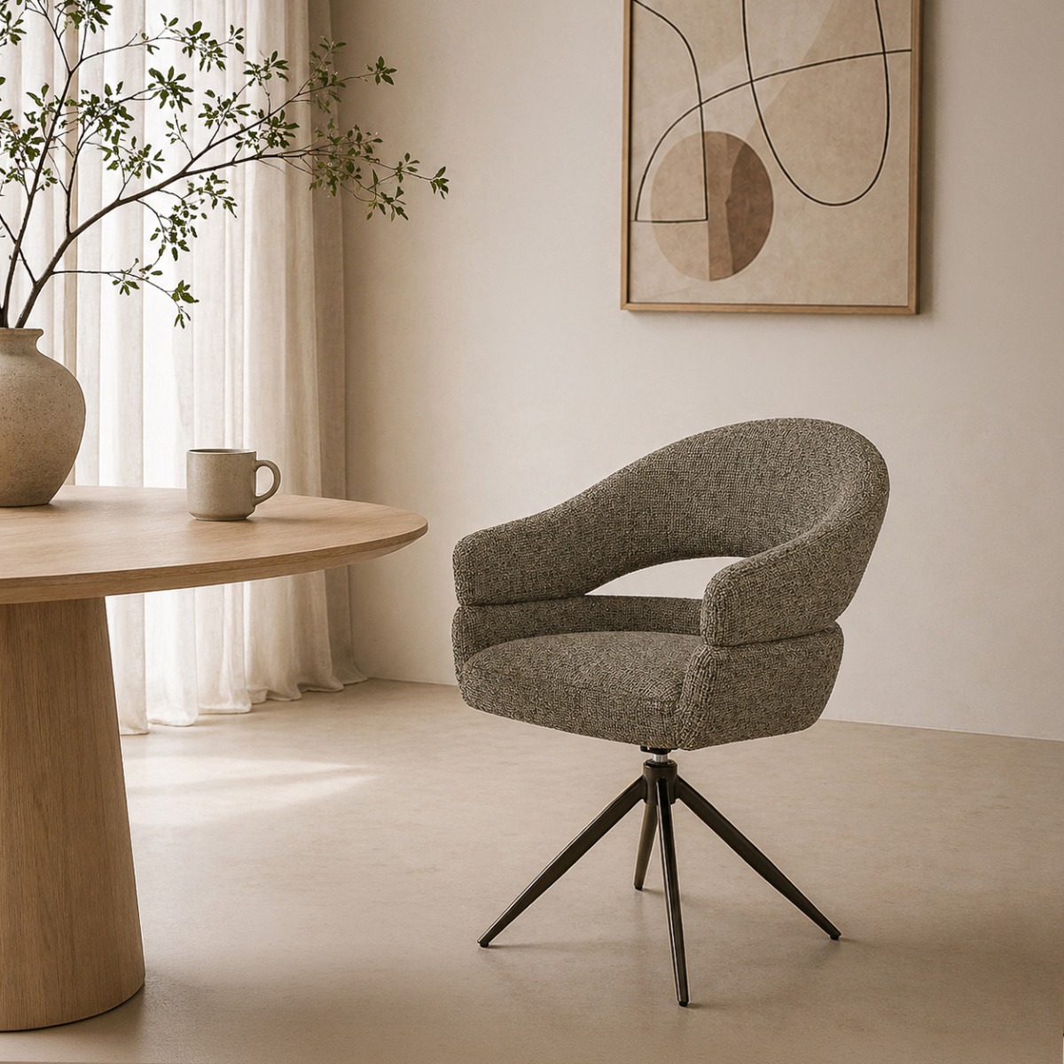 Esszimmerstuhl Linn Desert Bronze (Stoff, Braun) - Livingfurn