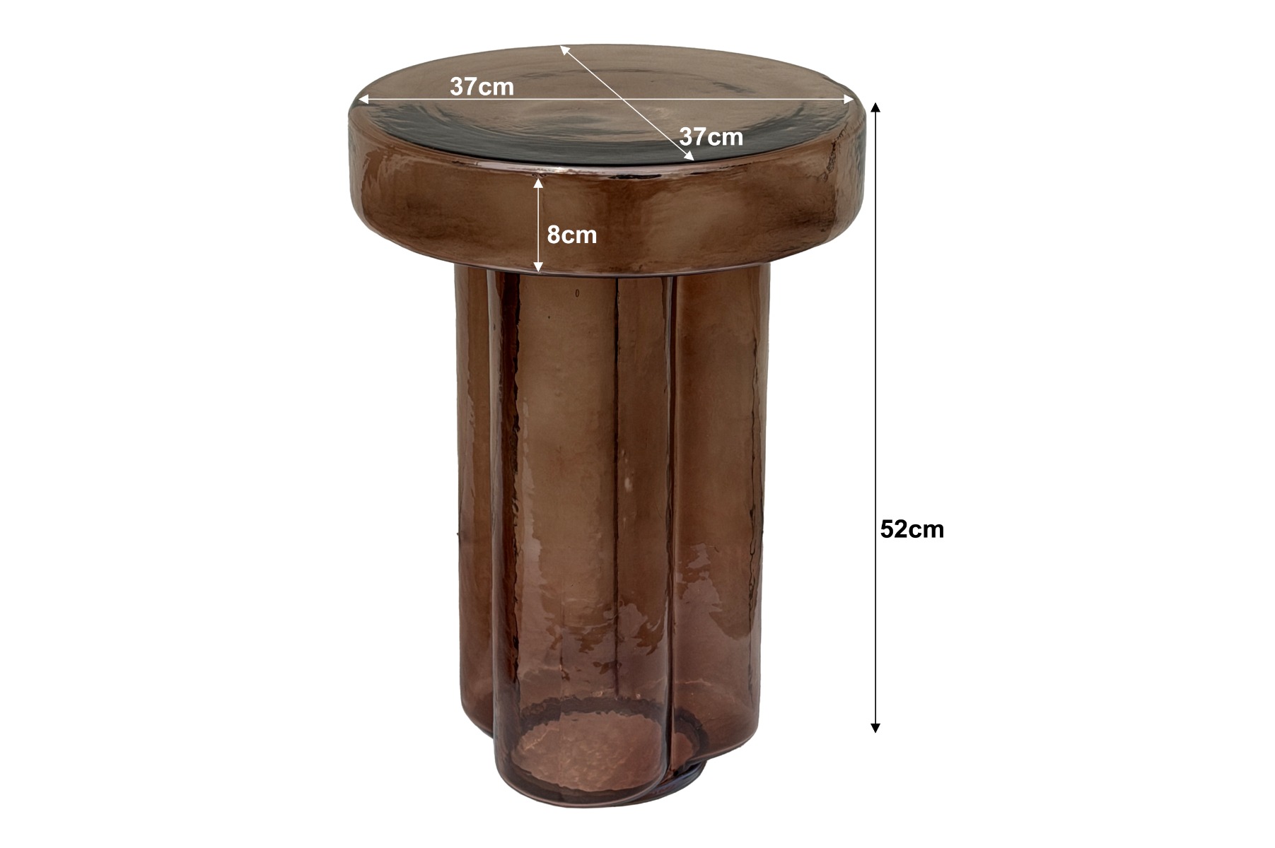 Beistelltisch Lio Smoke 37cm (Glas, Braun) - Brix