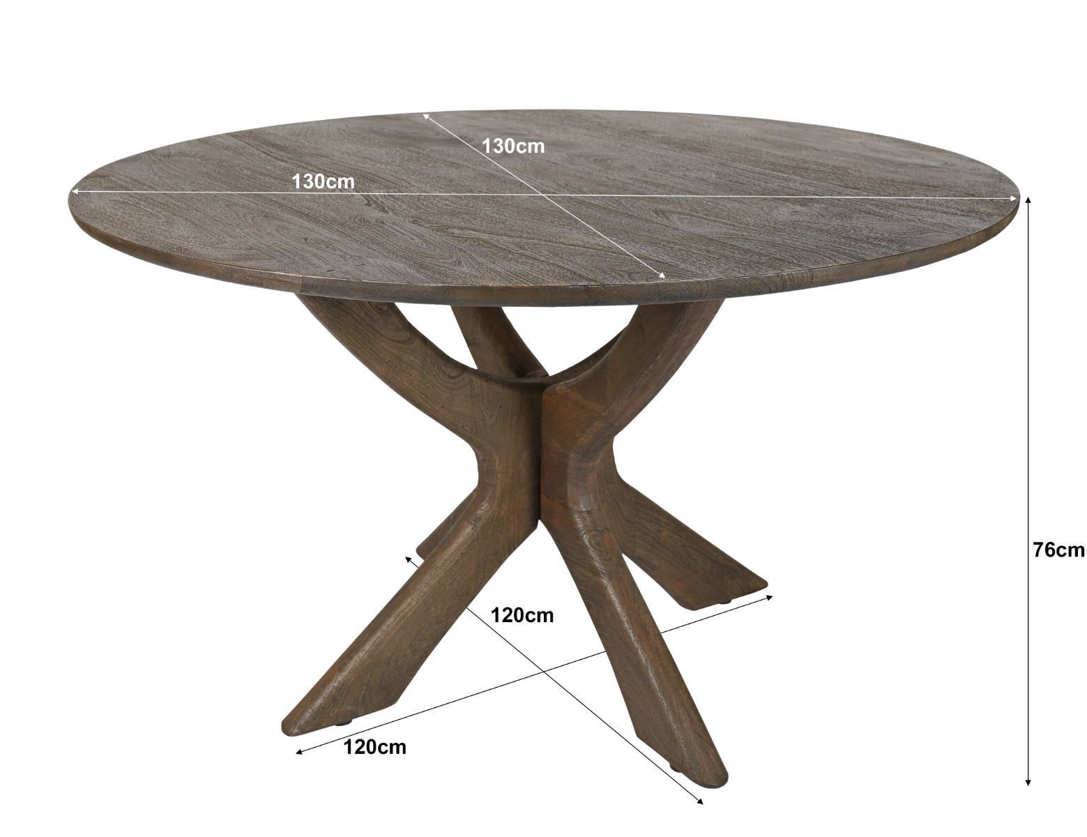 Esstisch Montreaux Round Malta 130cm (Mangoholz, Braun) - Brix