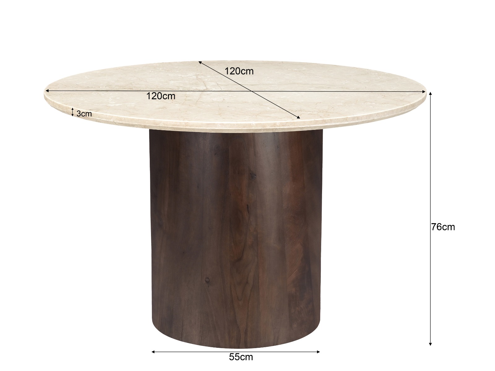 Eettafel Bottecino Round 120cm - Brix