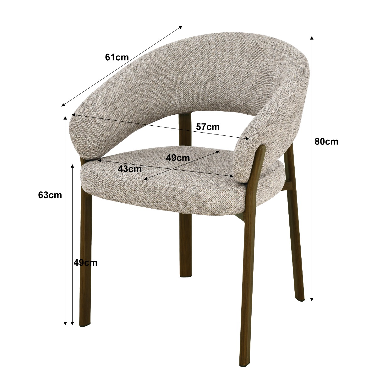 Esszimmerstuhl Zhora Hush Walnut (Stoff, Beige) - Livingfurn