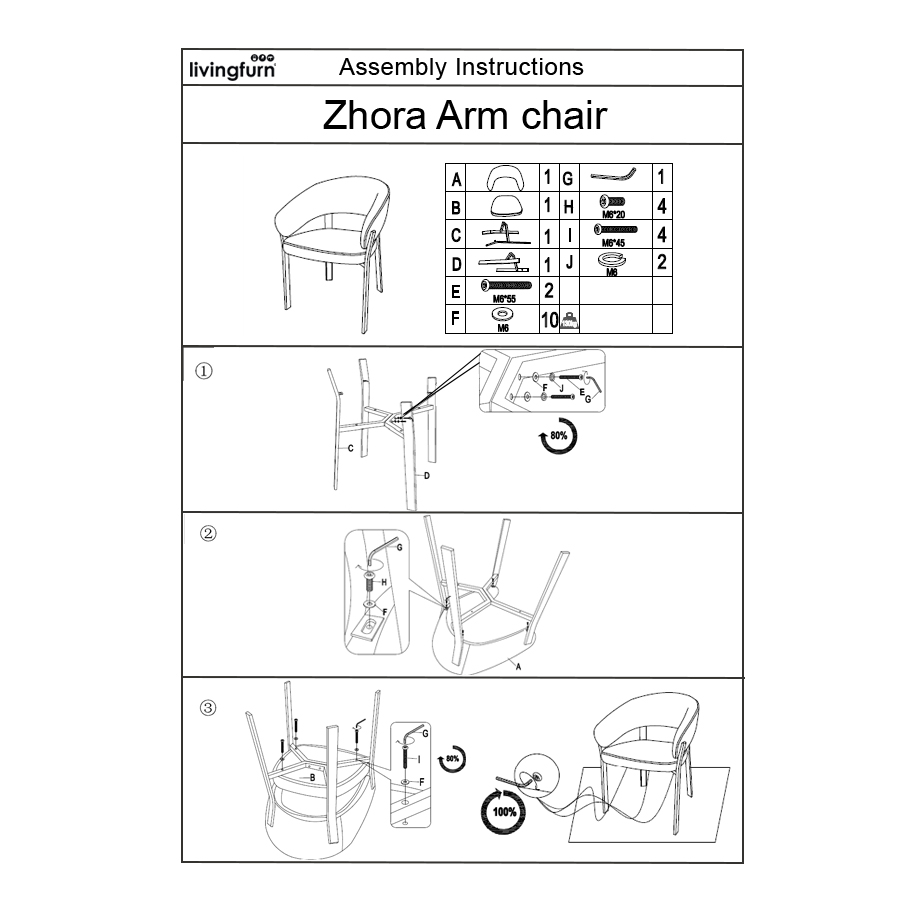 Eetkamerstoel Zhora Hush Walnut - Livingfurn