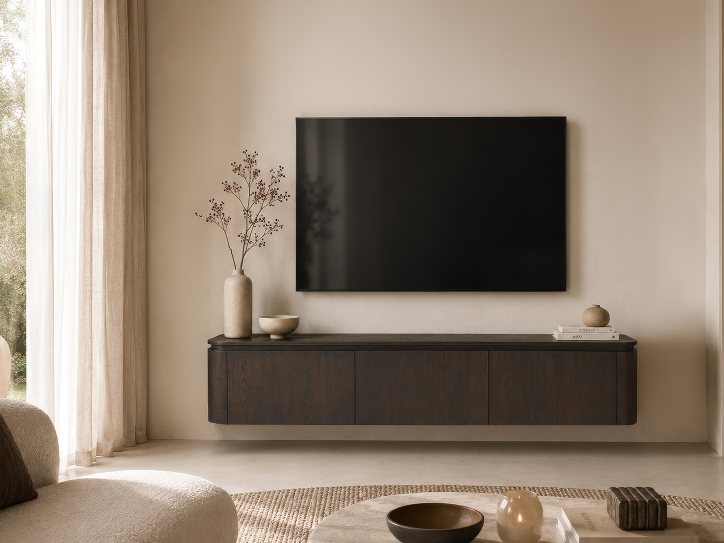 Zwevend tv-meubel Rivano Basalt 180cm - Livingfurn