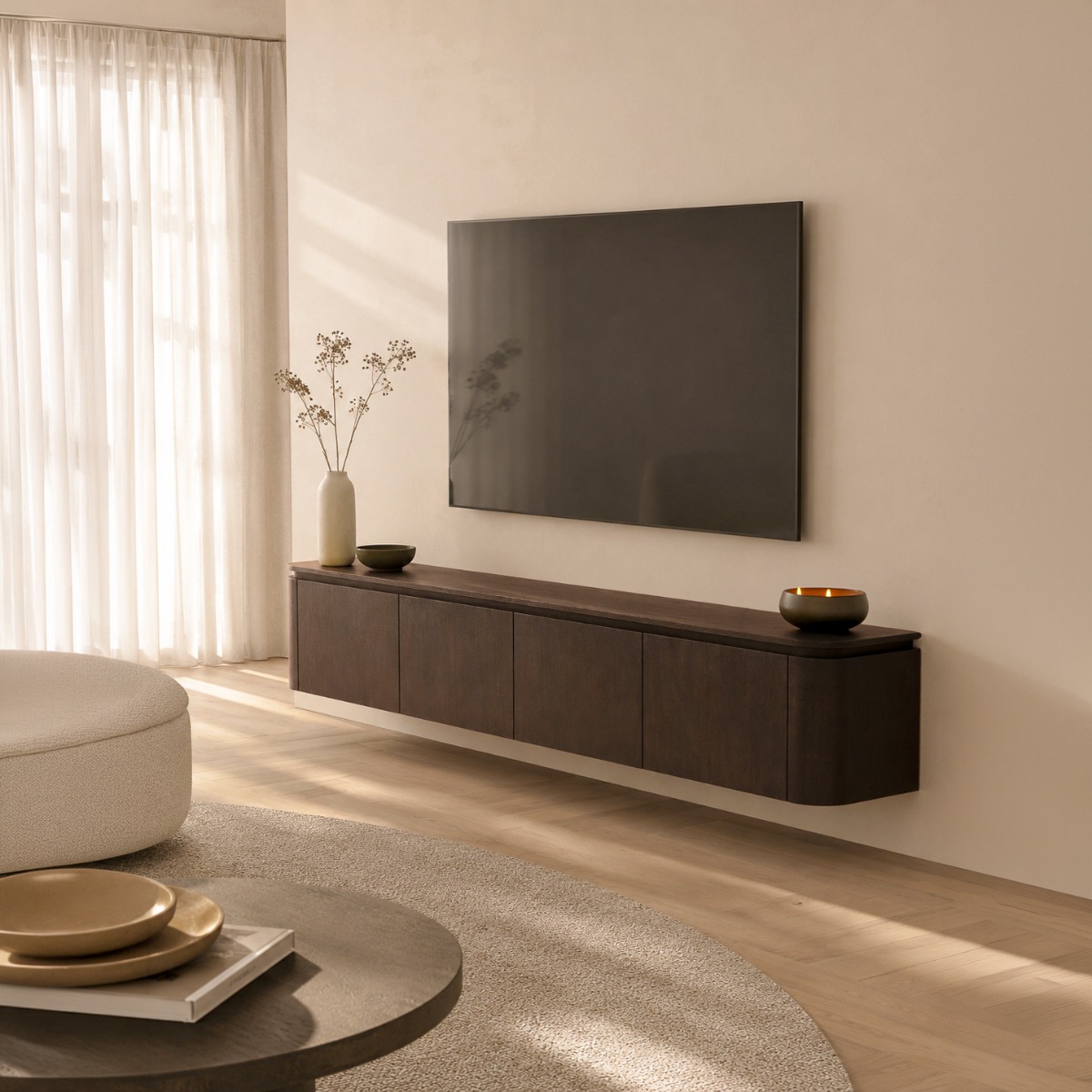 Zwevend tv-meubel Rivano Basalt 220cm - Livingfurn