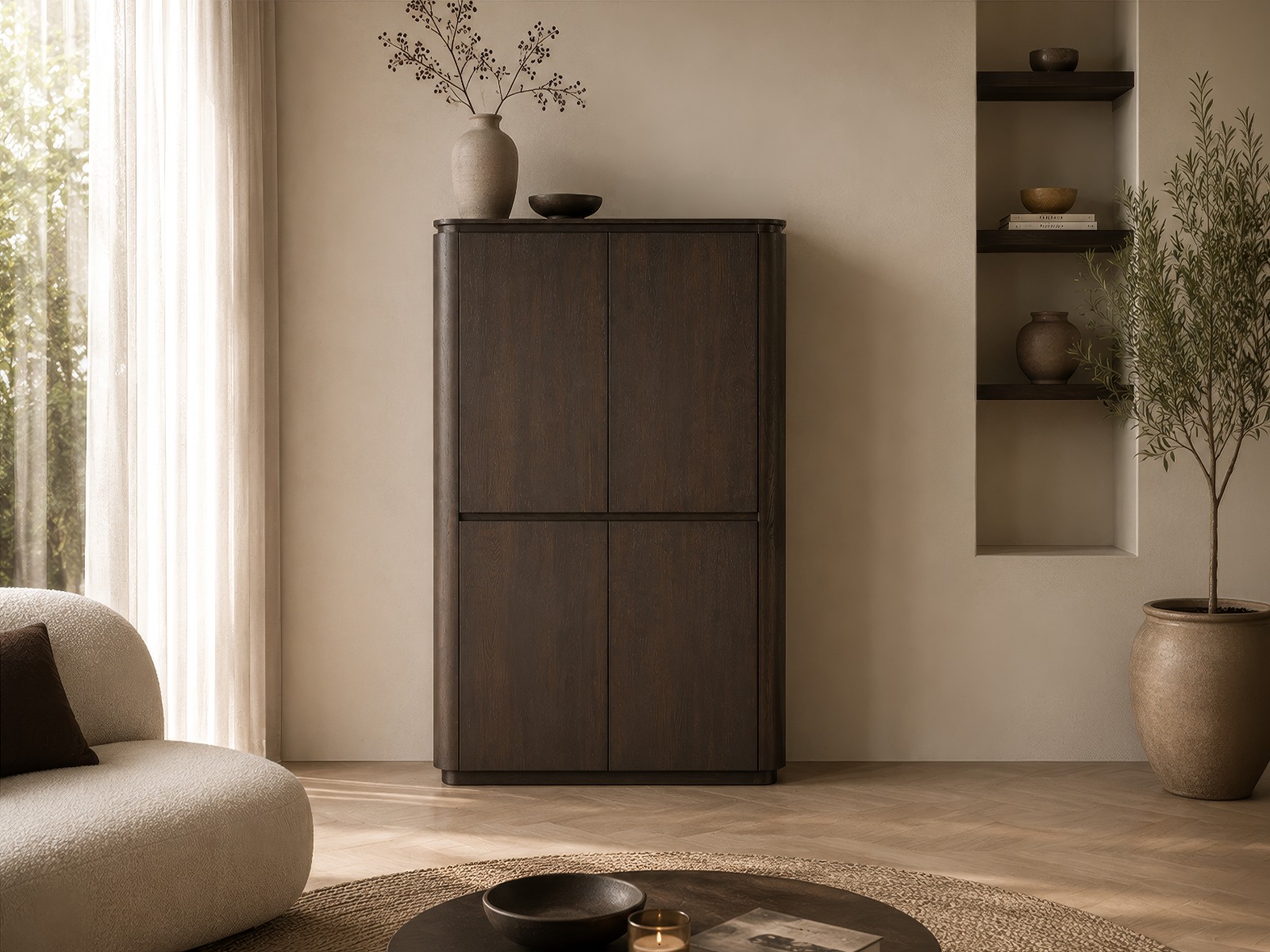 Schrank Rivano Basalt 115cm (Eichenholz fineer, Braun) - Livingfurn