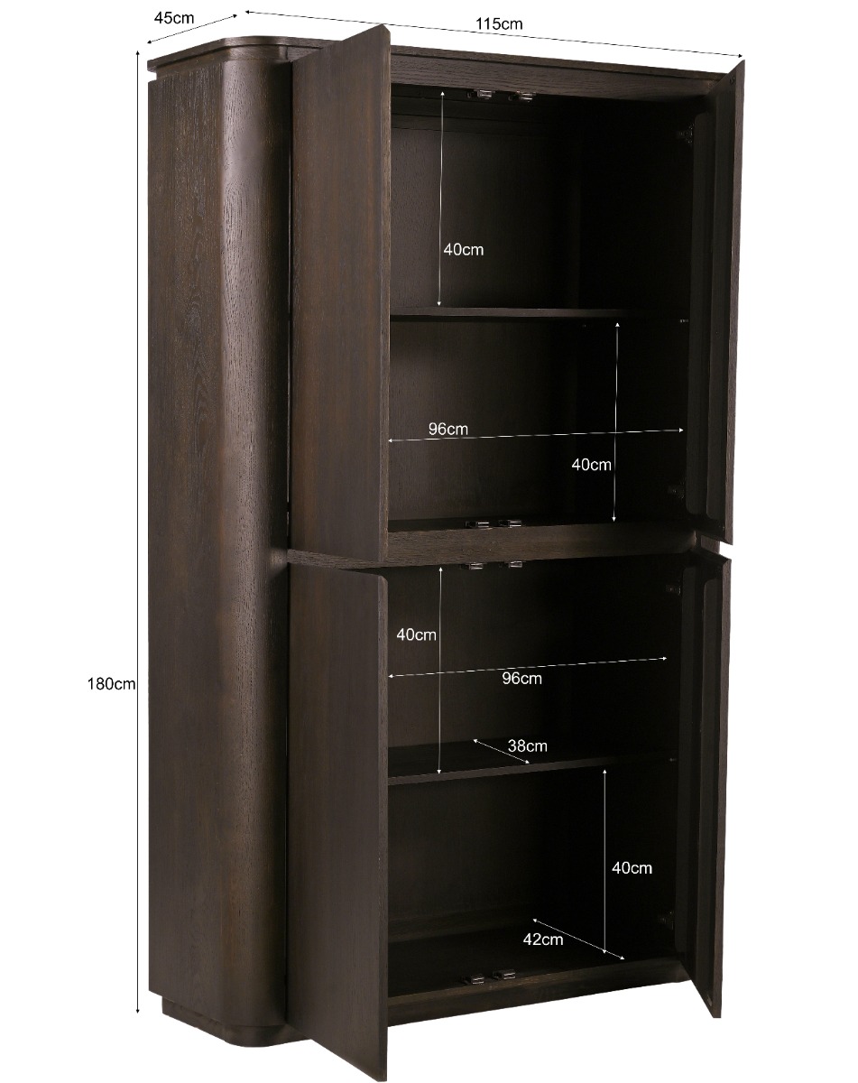 Opbergkast Rivano Basalt 180cm - Livingfurn
