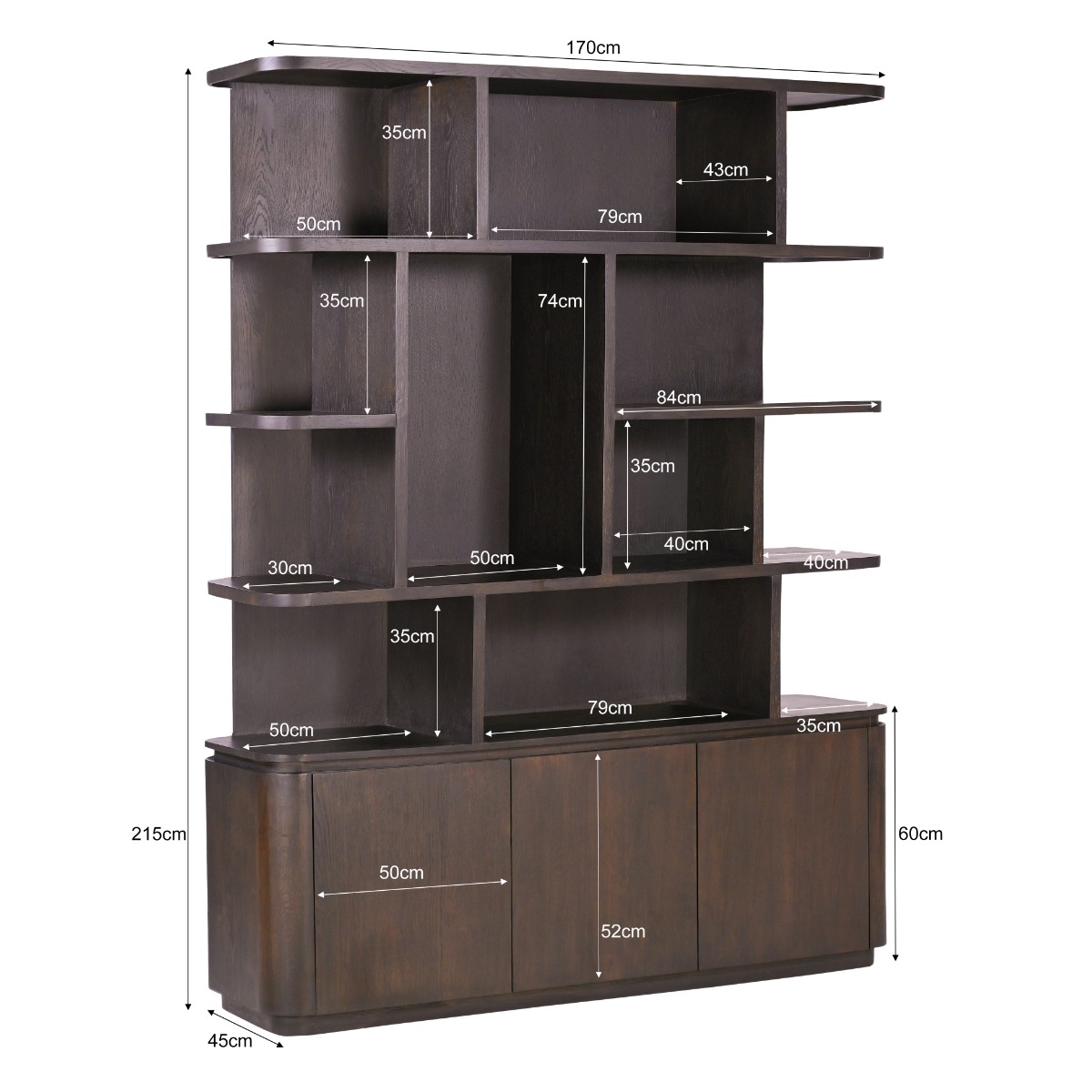 Boekenkast Rivano Basalt 170cm - Livingfurn