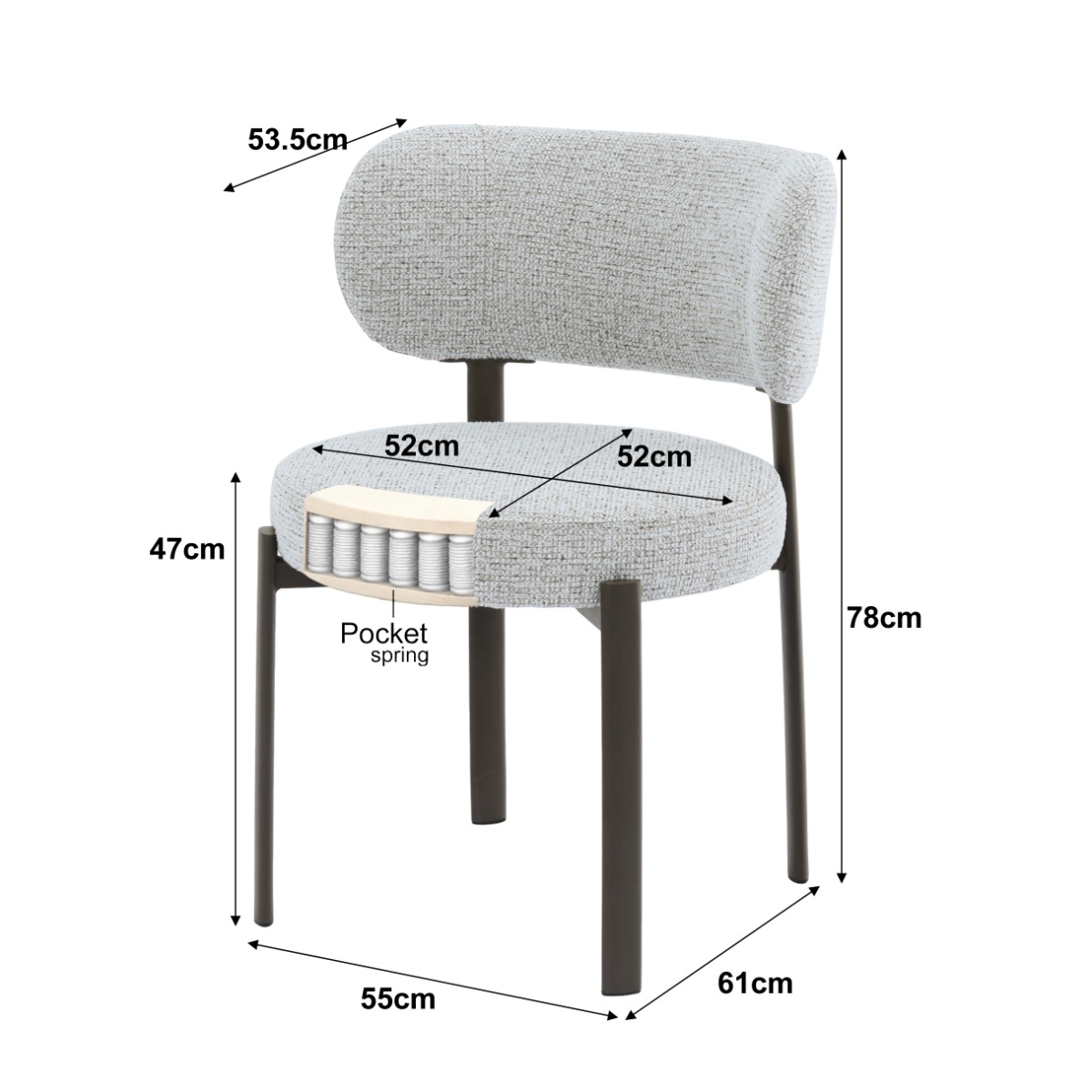 Esszimmerstuhl Zoey Beige (Stoff) - Livingfurn