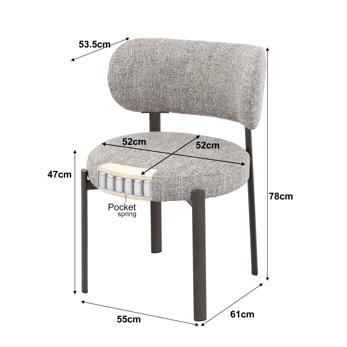 Esszimmerstuhl Zoey Mocha (Stoff, Braun) - Livingfurn