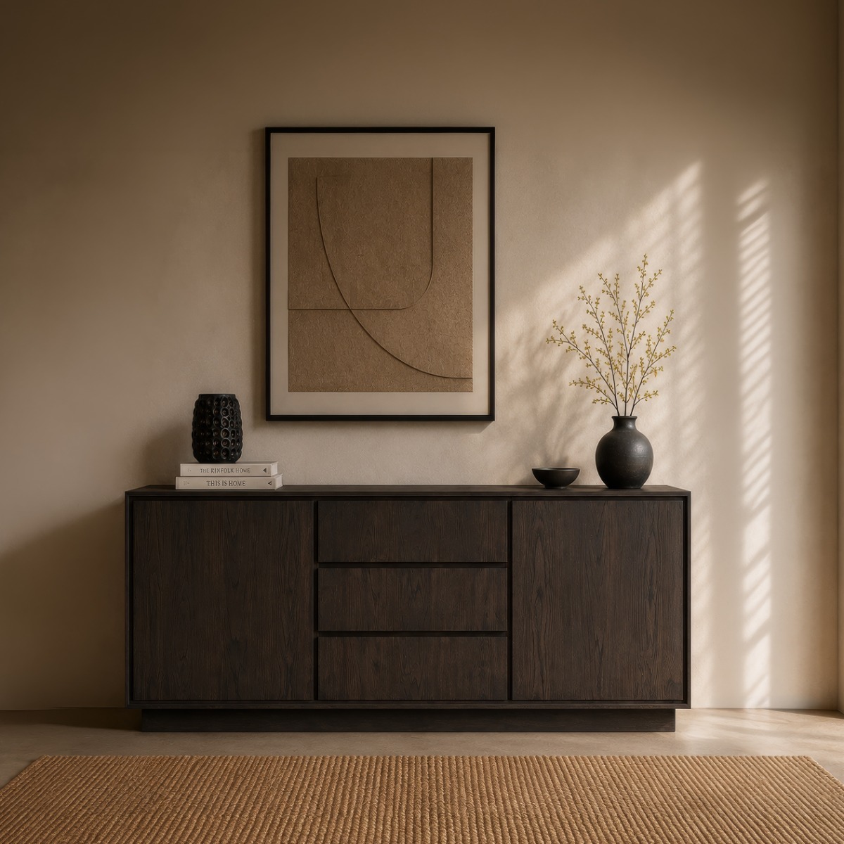 Sideboard Firato Basalt 180cm (Eichenholz fineer, Braun) - Livingfurn