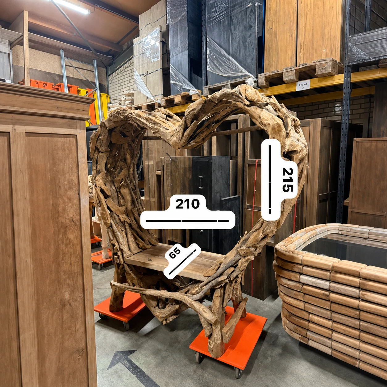 Herzbank aus massivem Recycling-Teakholz (Massiv recycelt Teakholz, Natur) - World of Brosi