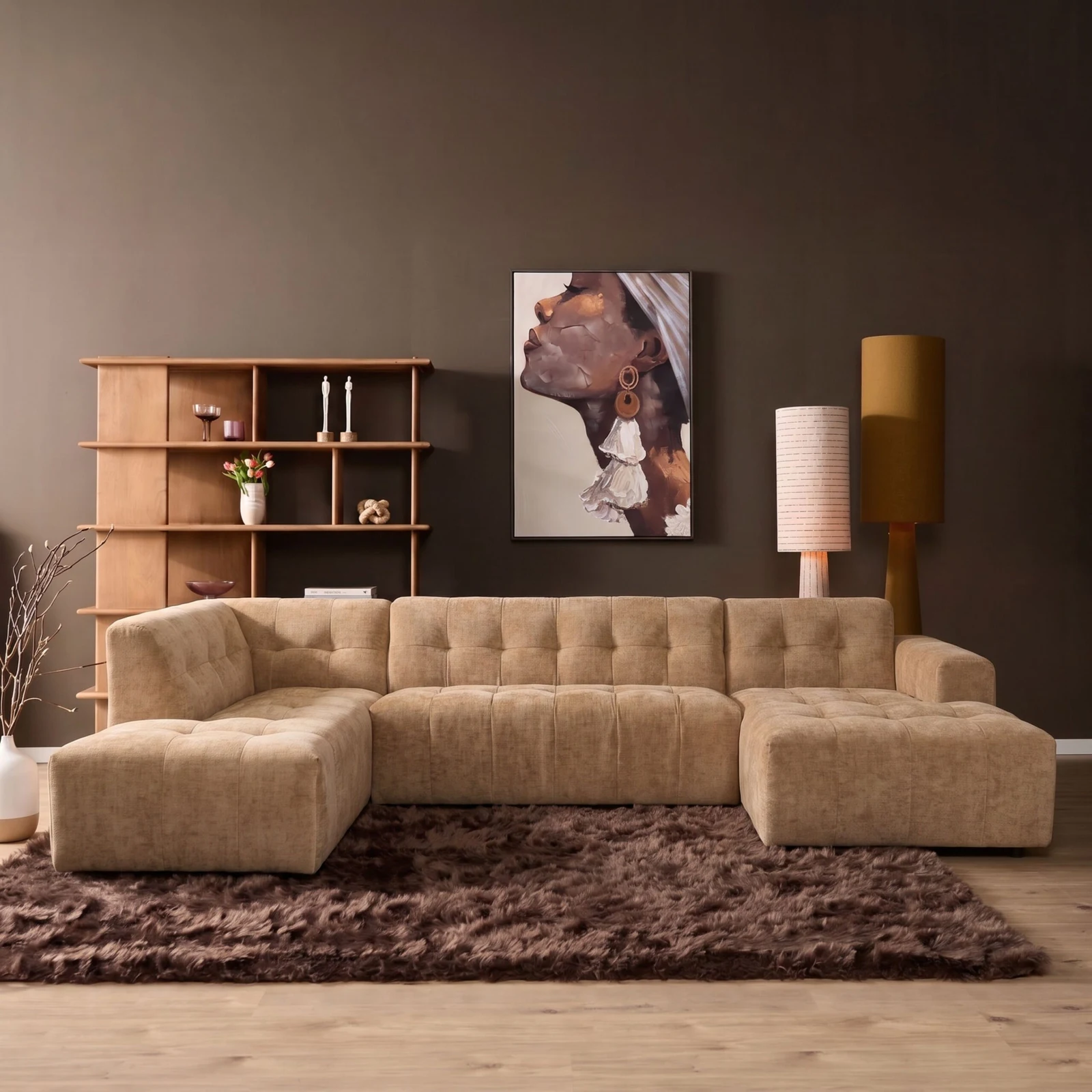 MySofa Ruby U-Bank Camel Ottomane L + 2,5 + Lounge R - MySofa