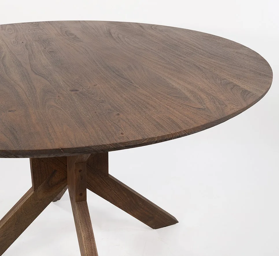 Dining Table Ø130, Acacia Marron Brown - MySons