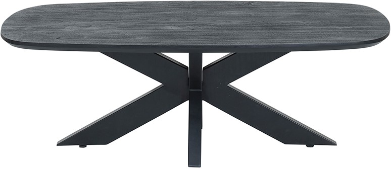 Couchtisch Dänisch oval 120, Acacia Black, von vorne auf weißem Hintergrund fotografiert - MySons