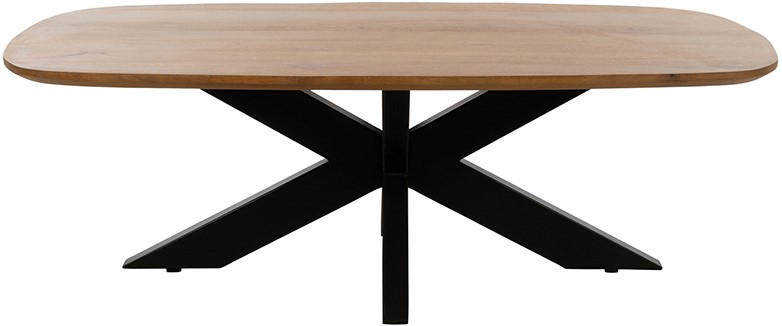 Couchtisch Dänisch oval 120, Mango Smooth Natural auf weißem Hintergrund, frontal aus der Nähe fotografiert - MySons
