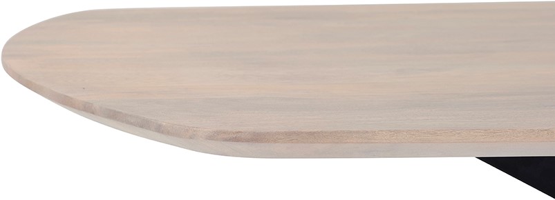 Detailansicht der Tischplatte des Esstisch Dänisch oval 180, Mango Ashblond, mit abgerundeter Ecke - MySons
