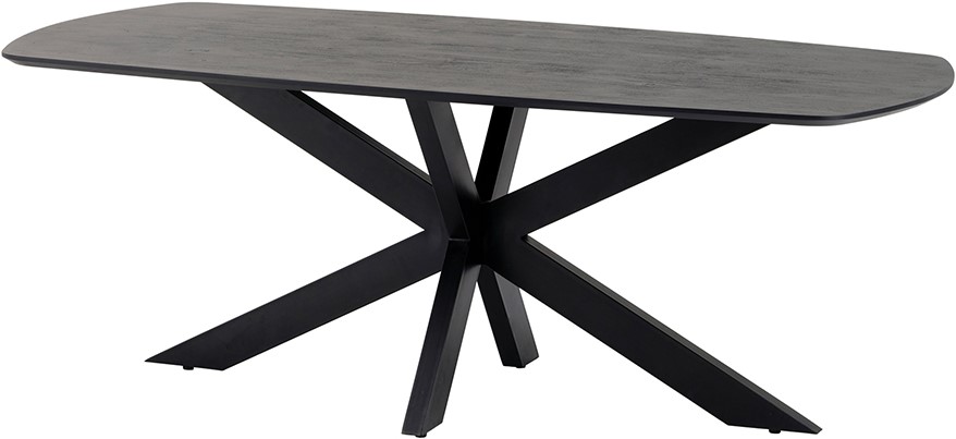 Esstisch Dänisch oval 180, Acacia Black, von oben fotografiert auf weißem Hintergrund - MySons