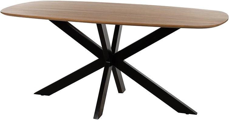 Esstisch Dänisch oval 210, Mango Smooth Natural auf weißem Hintergrund, aus einer niedrigen Perspektive - MySons
